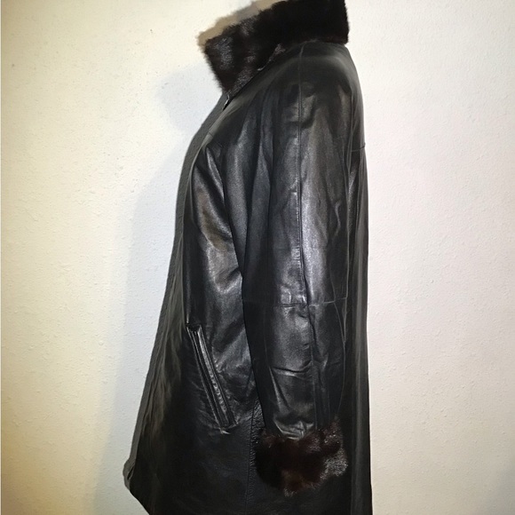 Leather fur womens lamb black reversible jacket size small - Picture 4 of 14